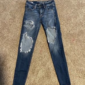 American Eagle dark wash ripped skinny jeans